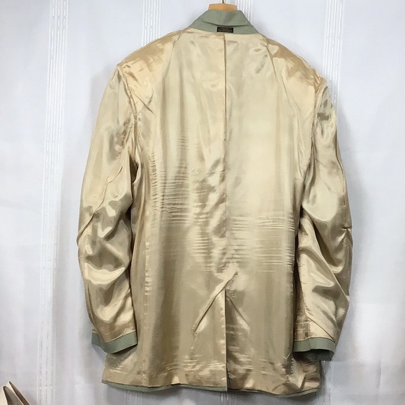 Ex Cond. JOHN BLAIR Sage Green Textured Single Breasted Tailored Suit Coat 52XL - Picture 5 of 12
